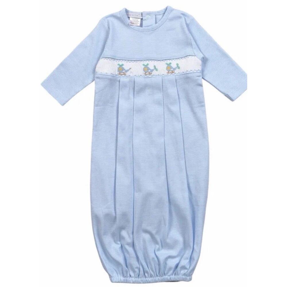 Hand Smocked Baby Boy Infant Pima Cotton Gown Helicopter 3-6 Months NWT